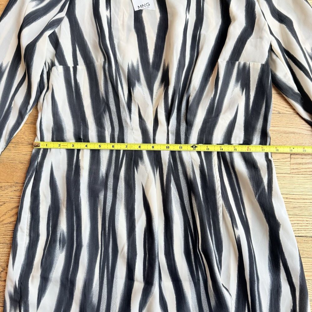 MNG Mango Faux Wrap Shirt Dress Womens Large Black Cream Office Career Modern - Picture 7 of 8
